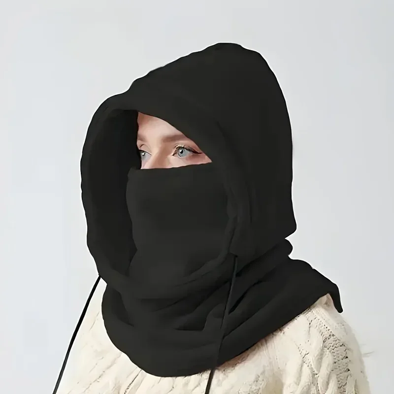 

Unisex Winter Balaclava Hood - Windproof Knit Mask With Drawstring For Motorcycle Riding