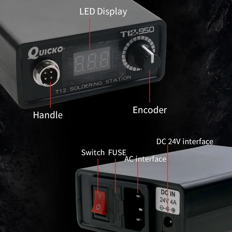 T12-950 LED Soldering Station ABS Plastic Case Electronic Soldering iron Digital display and 4pin 907 handle iron tips