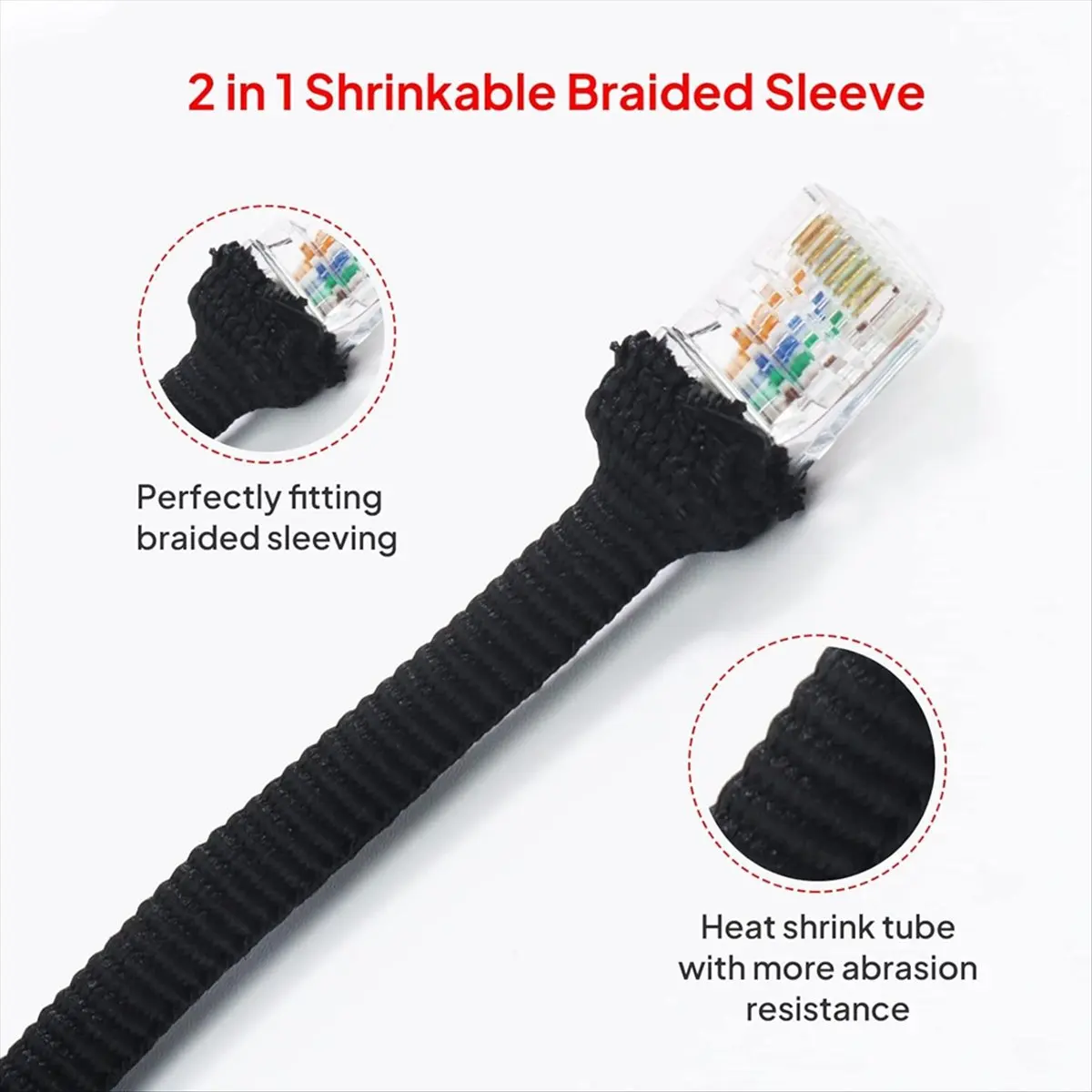 

*ESTR 2 in 1 Heat Shrink Braided Sleeving Fabric Tubing-Perfectly Fit Irregular Shape Hose/Cable/Wire 1/2inch(12mm)