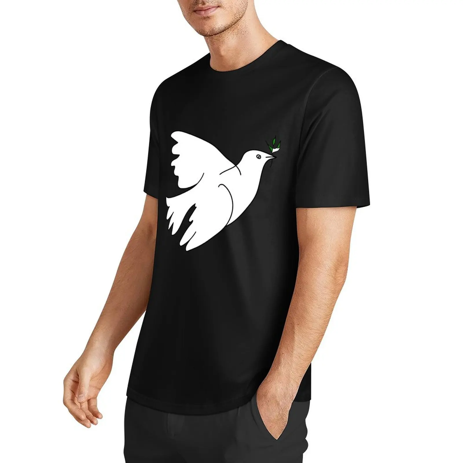 Dove of peace T-Shirt Blouse customs boys whites t shirt men 100℅ cotton