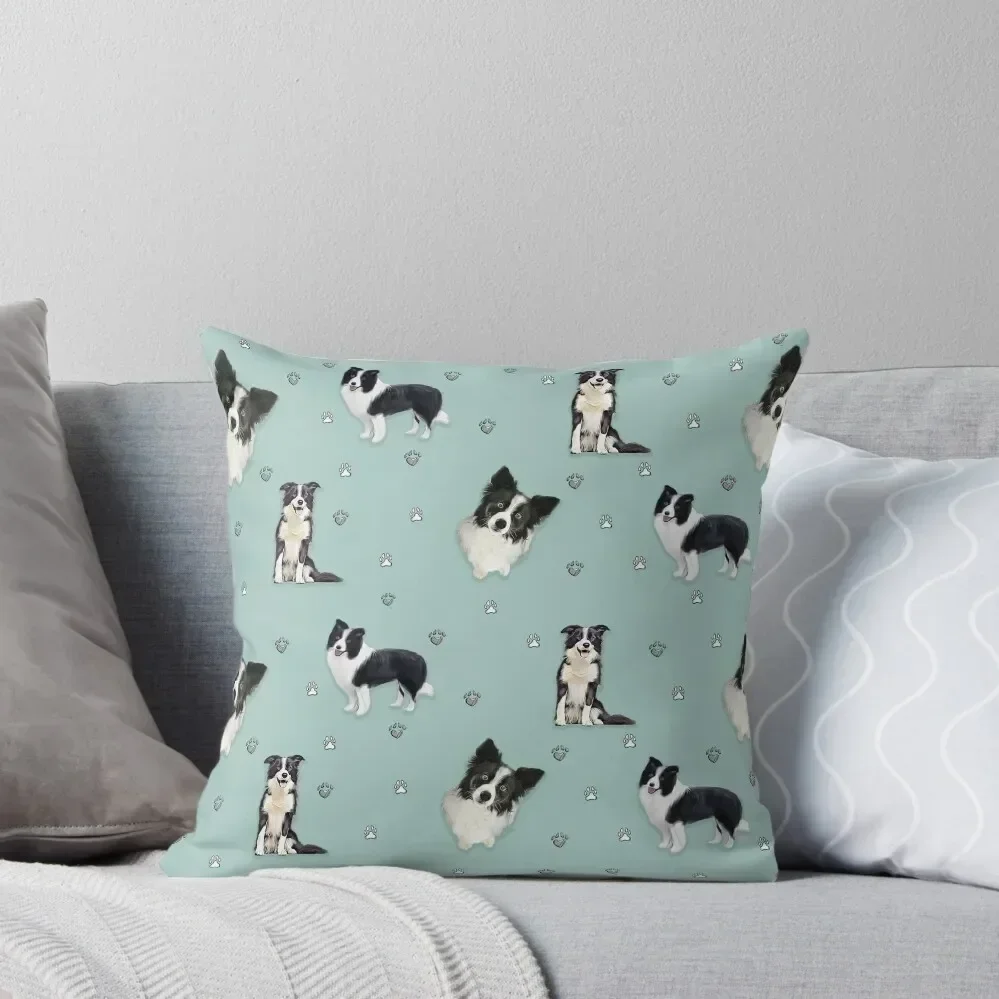 

collie pattern blue painting Throw Pillow Room decorating items luxury decor Luxury Pillow Case pillow