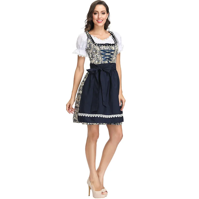 ชุดคอสเพลย์เทศกาลเบียร์บาวาเรียแบบดั้งเดิม ชุดผู้หญิงสำหรับฮาโลวีน ชุดพื้นเมือง ชุดแสดงบนเวที