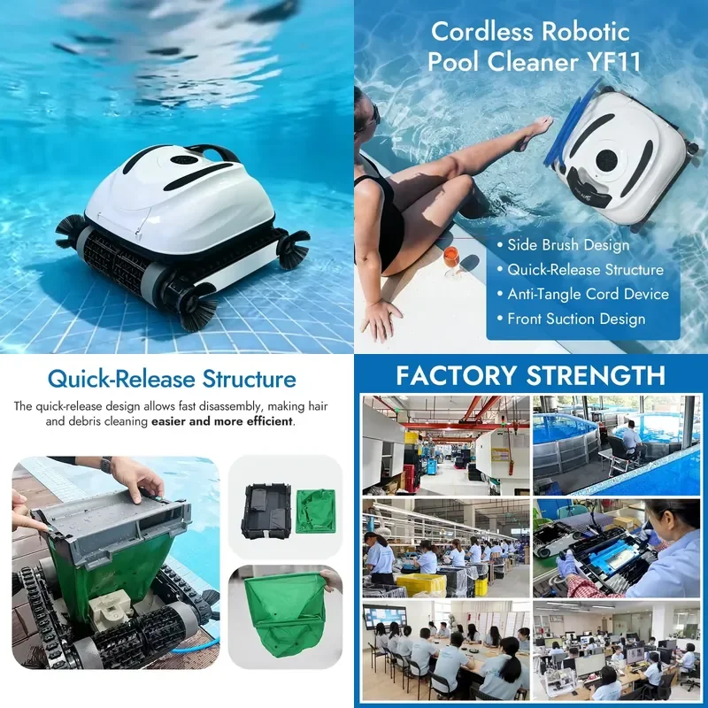 STROVAN Rugged Corded Cleaning Robot Pool Cleaner Commercial Grade Vacuum Ultra-fine High Efficiency Filtration IPX8
