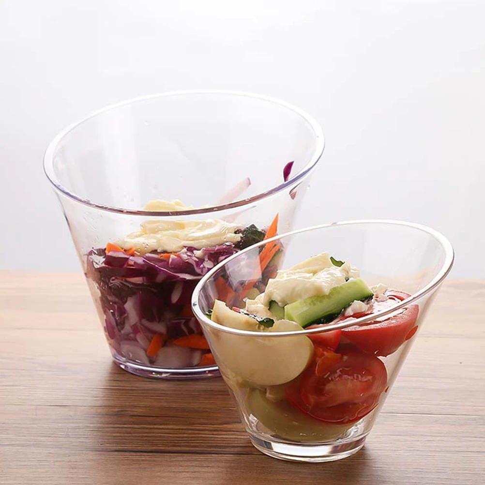 

2 Pcs Salad Bowls Plastic Ice Cream Cup Buffet Cups Transparent Food Serving Delicate