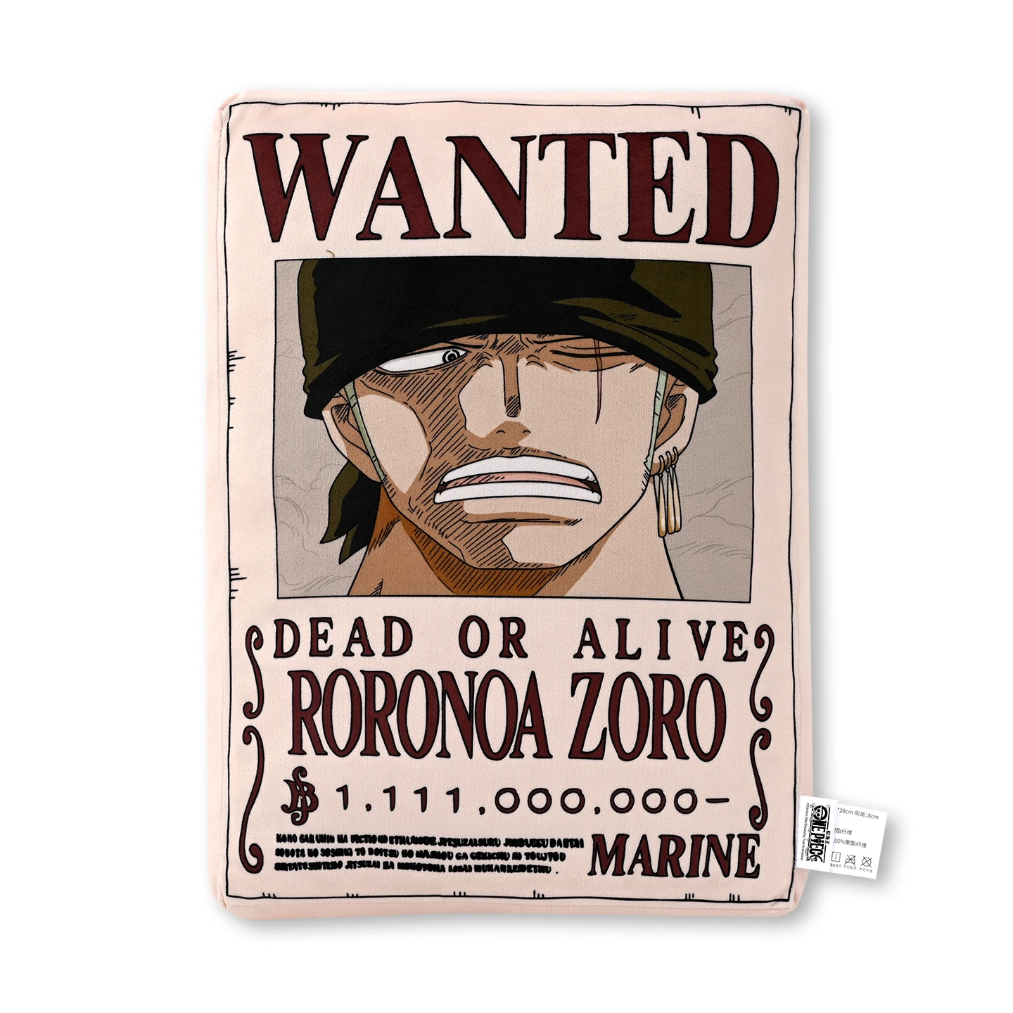 1 stuk officieel One Piece Wanted Poster kussen, dubbelzijdig anime sierkussen voor thuis, bank, kantoor, slaapkamer, collectie cadeau.