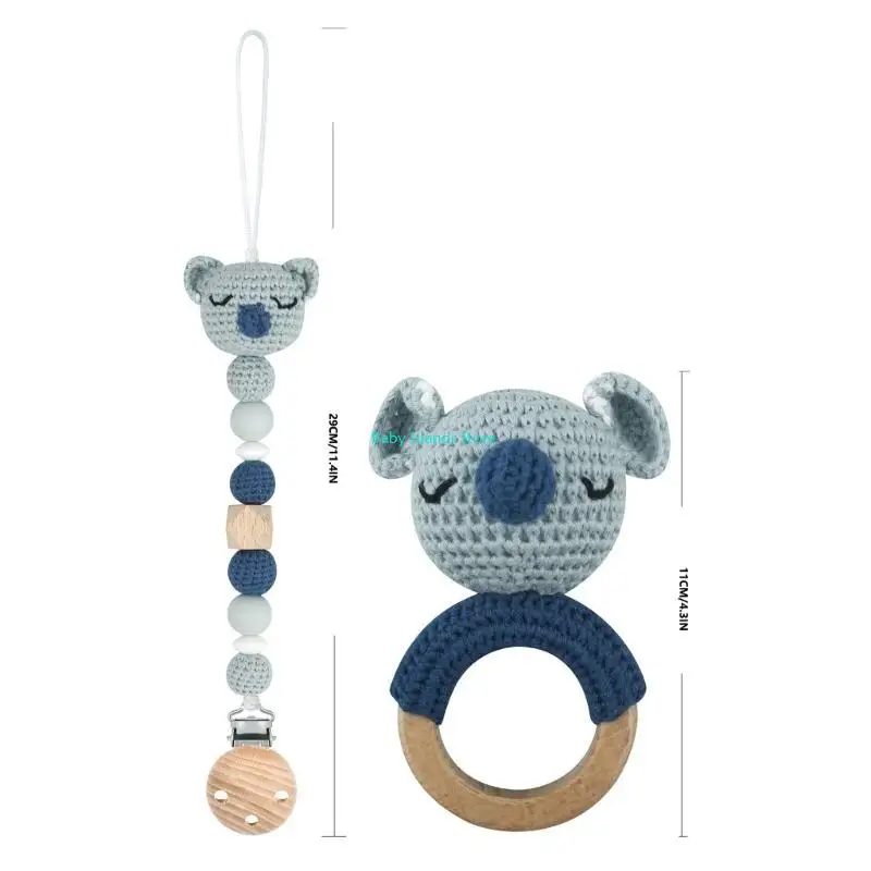 K92D 2 قطع الرضع الكروشيه الخرزة المهديء كليب حشرجة الموت لعبة عضاضة حديثي الولادة دش هدية #6