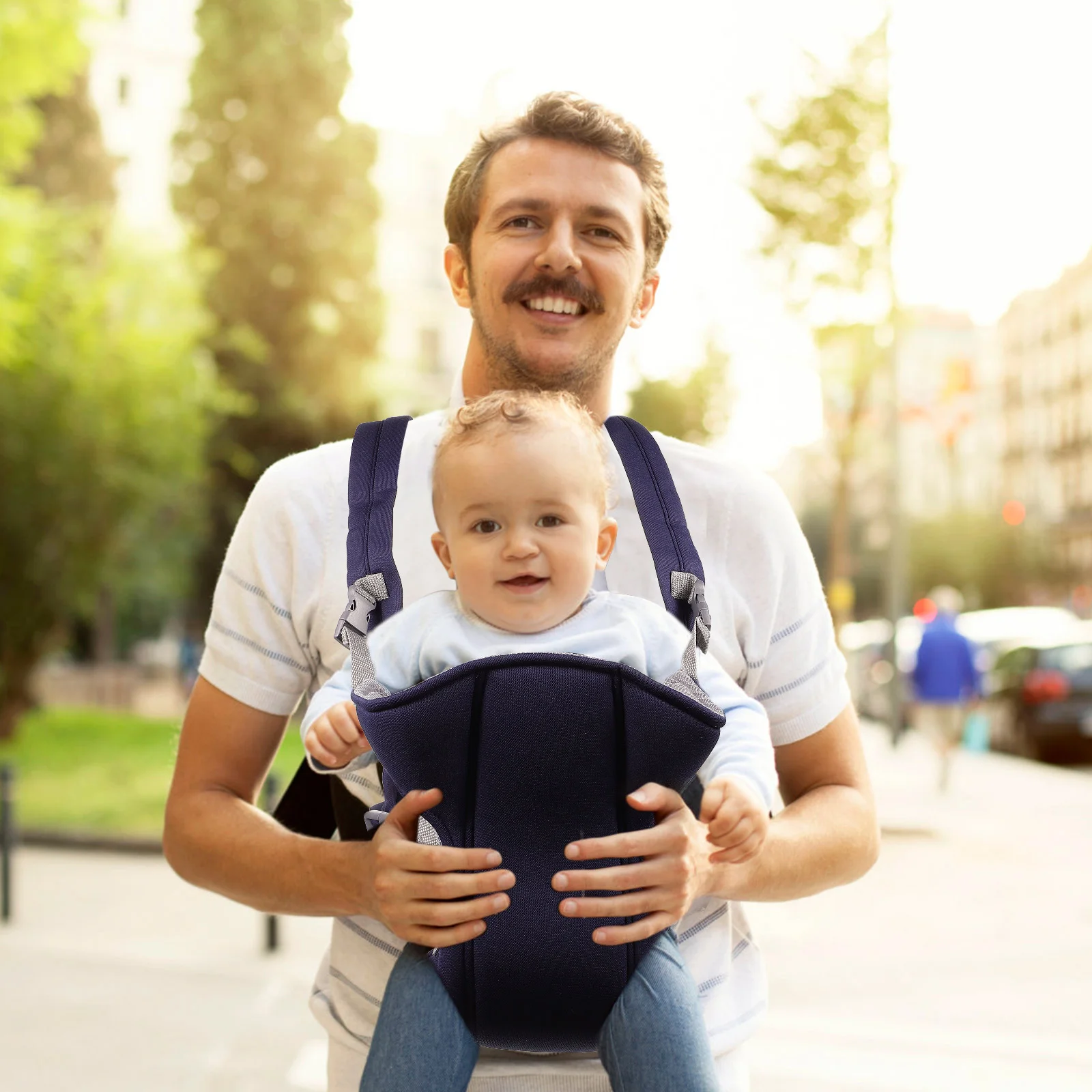 Multi-functional Breathable Adjustable Front /Back Newborn Baby Carrier Infant Backpack Sling Comfort Wrap - One Size (Blue)