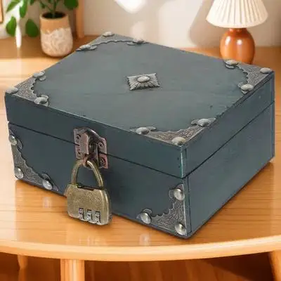 

Small Vintage Wood Jewelry Storage Box Organizer for Rings Pendants Diamonds Amber Trinkets Decorative Sundries Container