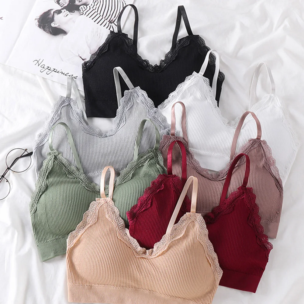 Moda rosqueado beleza volta envoltório peito tubo topo de colheita feminina rendas macio sem costura esportes lingerie t sutiã bandeau tanque superior