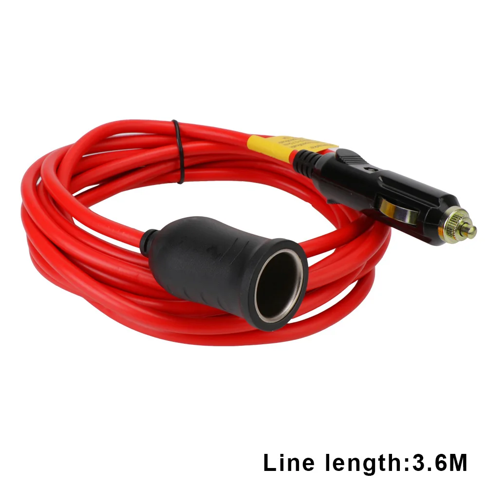 12V 24V Auto Charger Cable Female Socket Plug Car Cigarette Lighter Extension Cord 3.6 M Socket with 15A Fuse