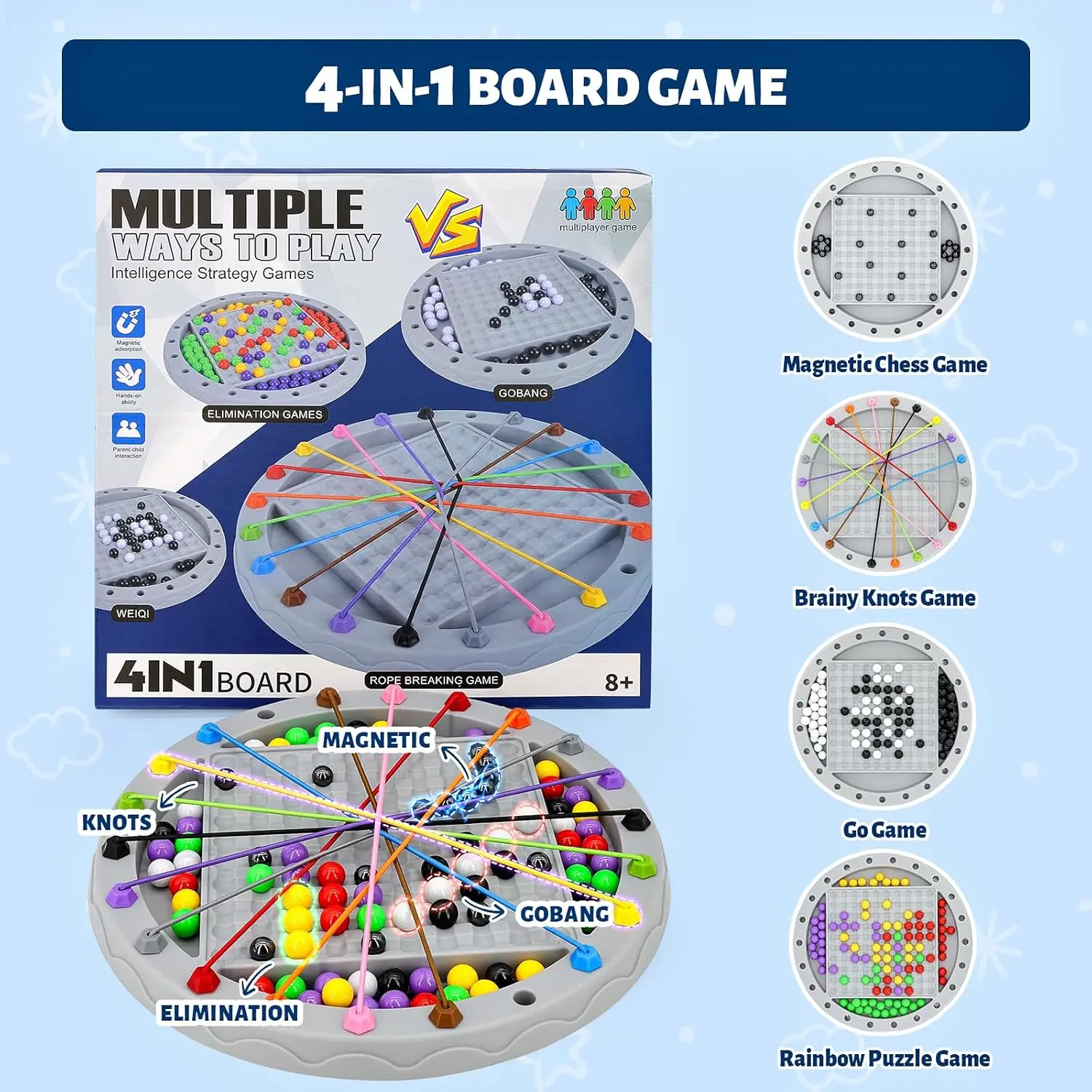 مجموعة ألعاب لوحية للسفر 4 في 1 للأطفال والكبار، لعبة استراتيجية ممتعة لليلة العائلة، رحلات الطريق، التخييم، سن 8 سنوات فما فوق، 2-4 لاعبين