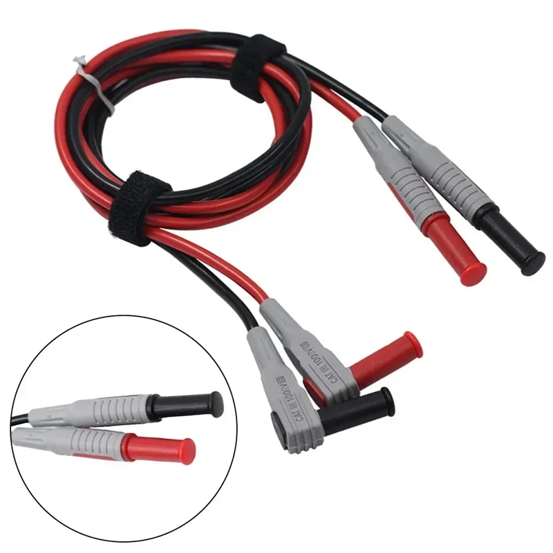 2Pcs Multimeter Test Cable Banana Plug 90 Degree To Straight Test Cables Welding 30A/1000V Soft PVC Silicone Line