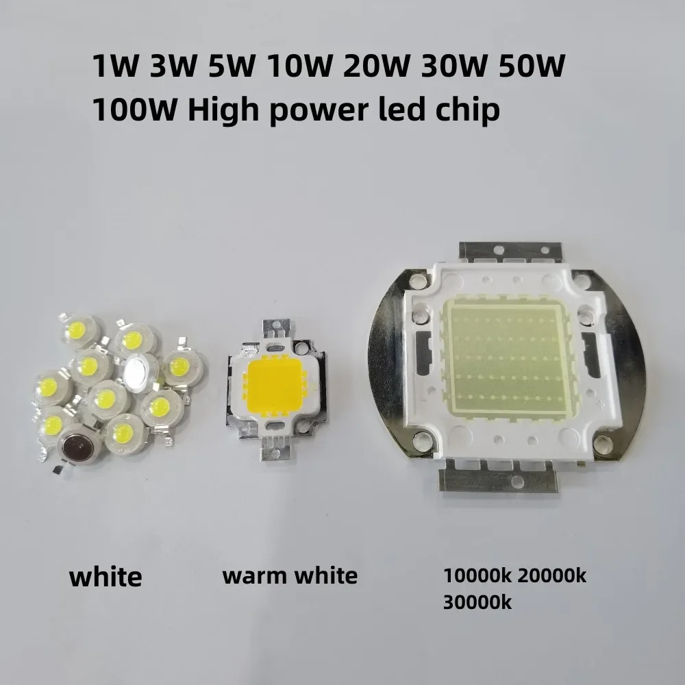 1W 3W 5W 10W 20W 30W 50W 100W Warm Cold White 10000k 20000k 30000k High Power Led Light Bulb Chip Bead Floodlight Smd Diode