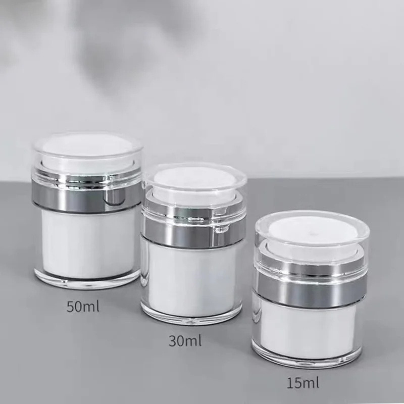 Luxury 15g 30g 50g 100g Personal Care Cream white Airless Jar Plastic Airless bottle jar refillable cosmetic airless pump jar