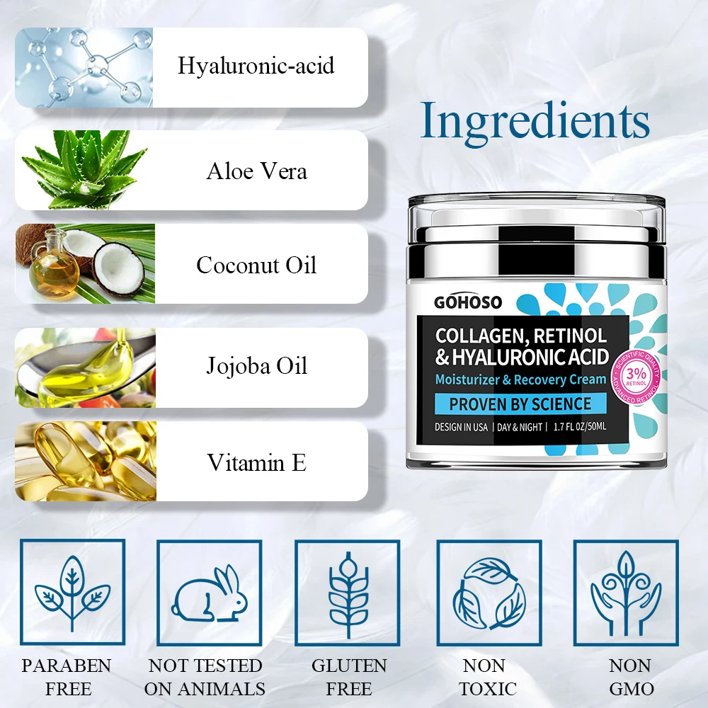 ENVISHA soins de la peau collagène rétinol acide hyaluronique crème pour le visage raffermissant blanchissant Anti-âge rides hydratant hydratant