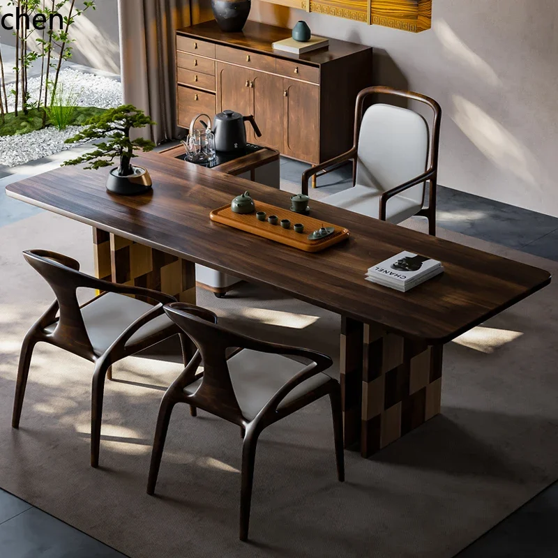 HXL tea desk integrated dual-purpose light luxury office home creative solid wood tea table home accessories