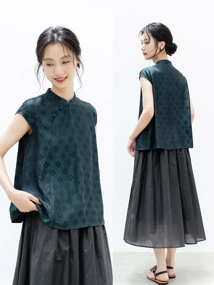 

Новая летняя тонкая блузка из смешанного волокна (шелк/органза) с вышивкой в виде цветка лотоса для женщин, модная одежда