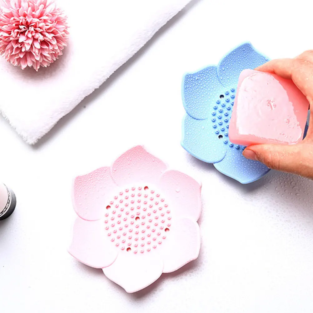 

2pcs Silicone Rack Holder For Bathroom Shower Kitchen Draining Dish Soap Storage Box Draining Soap Dish