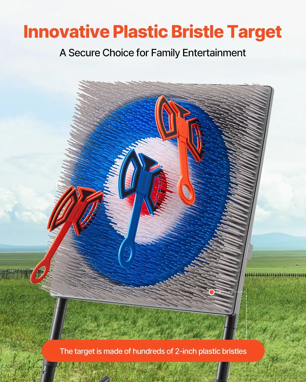 مجموعة رمي الفأس المحمولة مع 8 محاور رمي إطار فولاذي وهدف شعيرات بلاستيكية معيارية لألعاب الحدث والساحة