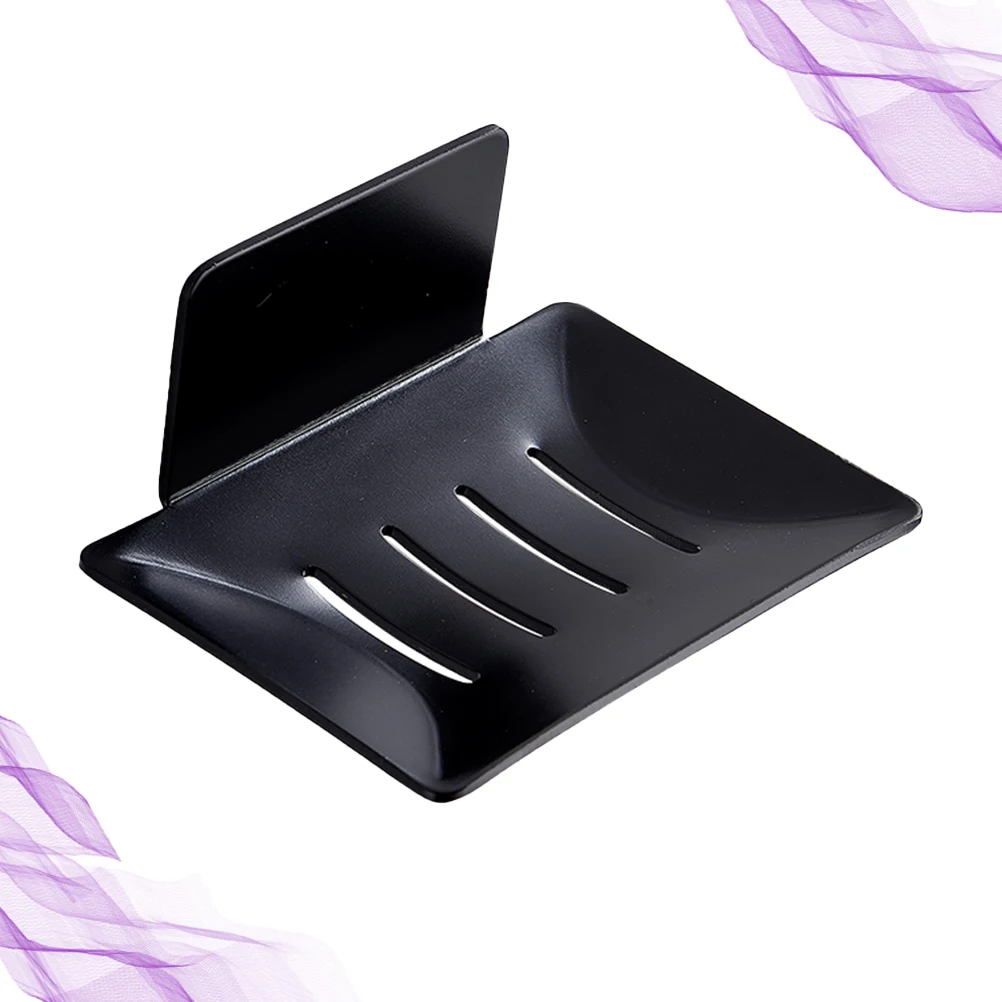 

Draining Soap Dish Mount Waterproof Soap Holder For Bathroom Tile Glass Surface No Drill Design Black