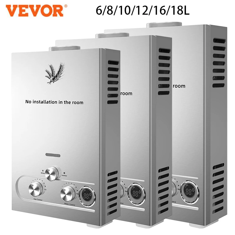 VEVOR 6/8/10/12/16/18L Calentador de agua de gas de petróleo licuado GLP Calentador de agua de gas de petróleo licuado Propano Butano
