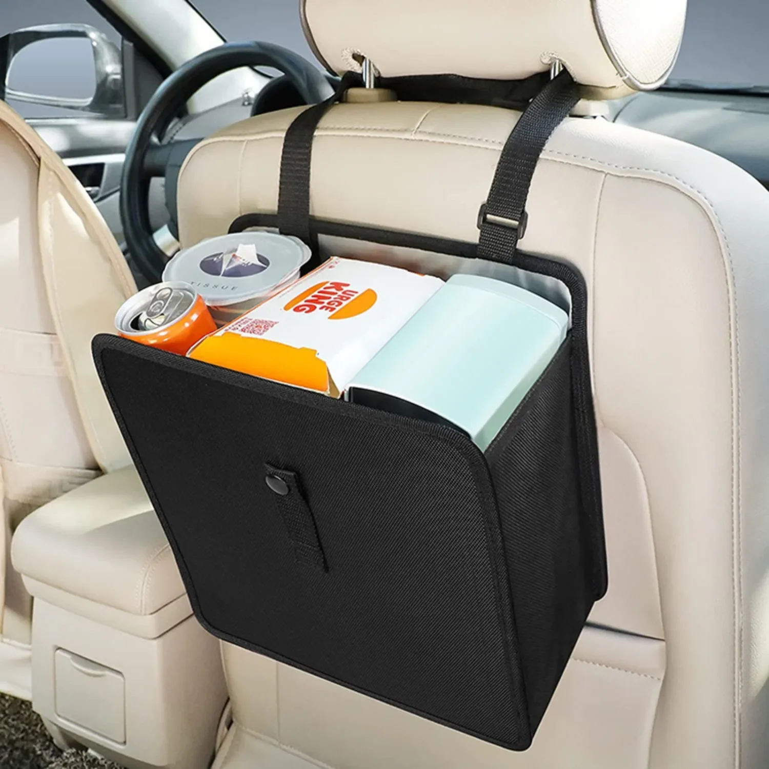 

Car Trash Can, Storage Net Pocket Hanging Trash Can, Rear Seat Storage Box, Waterproof Trash Can, Storage Bag