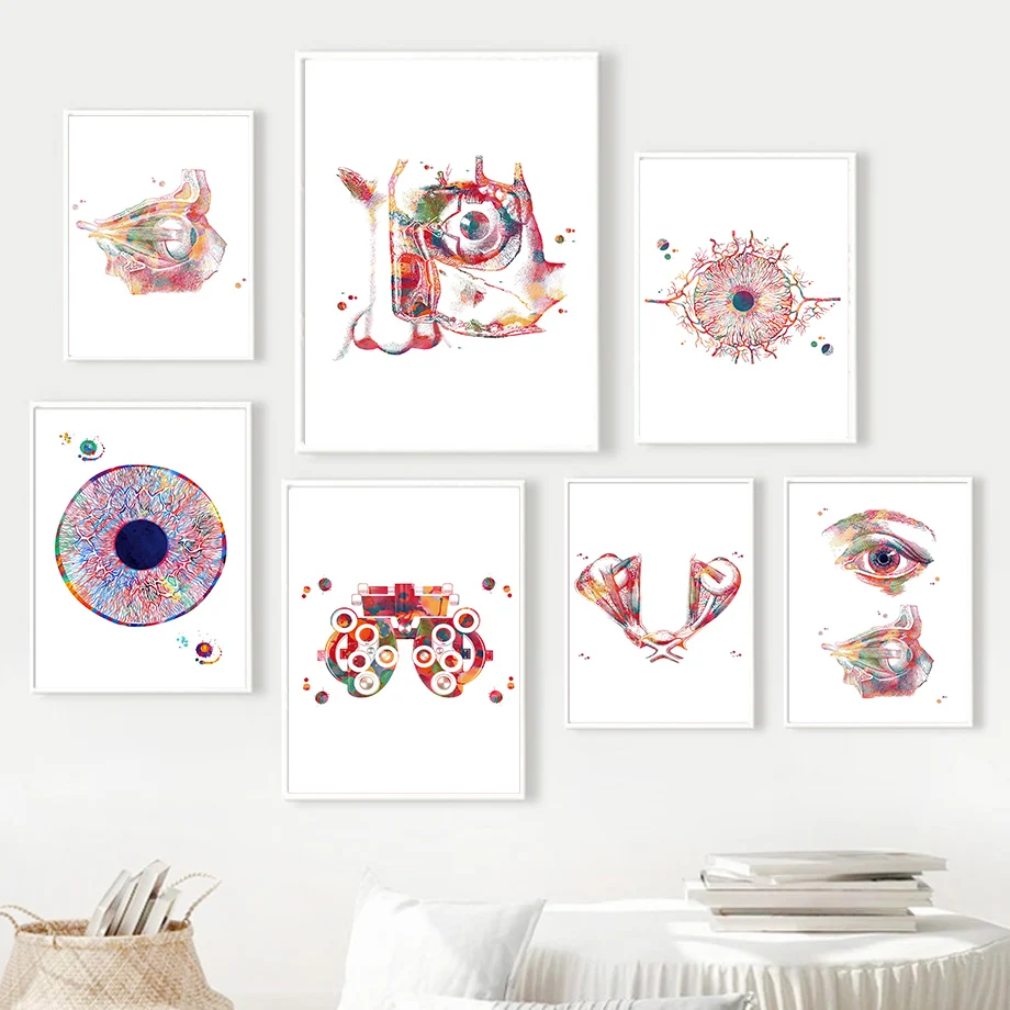 Eye Anatomy Ophthalmologist Optometry Tool Abstract Nordic Posters And Prints Wall Art Canvas Painting Doctors Office Wall Decor