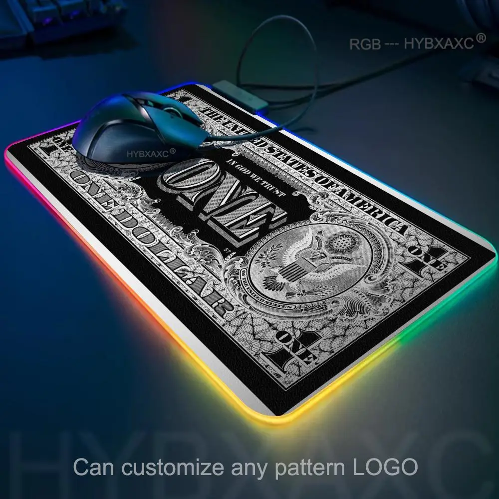 RGB LED Money 100 Dollar Mouse Pad Gaming Mats  HYBXAXC  Computer Tables Table Mat Deskpad Playmat Gamer Cabinet Deskmat Kawaii