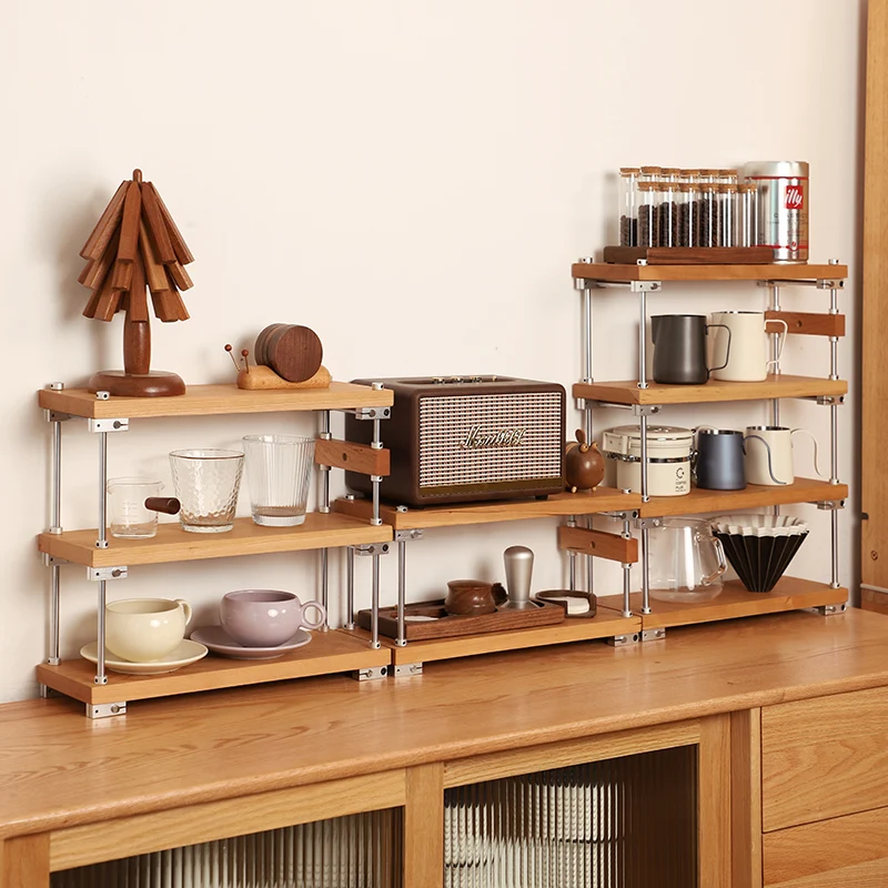 

Desktop Optical Axis Storage Rack, Industrial Style Coffee Mug Holder, DIY Solid Wood Organizer, Vintage Display Stand