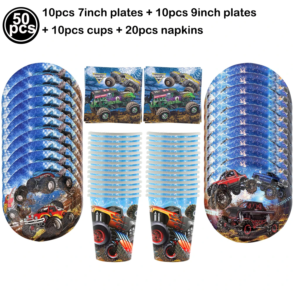 Monster Truck Temporary Tattoo for Boys Racing Car Checkered Flag Wheel Fake Tattoo Stickers Monster Truck Birthday Party Favors