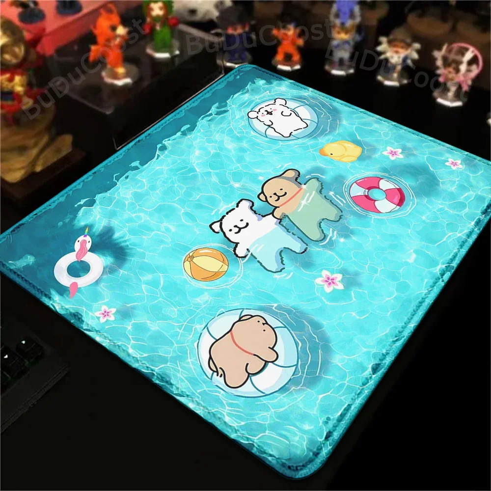 Alfombrilla de ratón de goma Natural para ordenador, tapete de mesa Kawaii de tamaño pequeño con diseño de perro maltés, color negro, ideal para juegos y manualidades