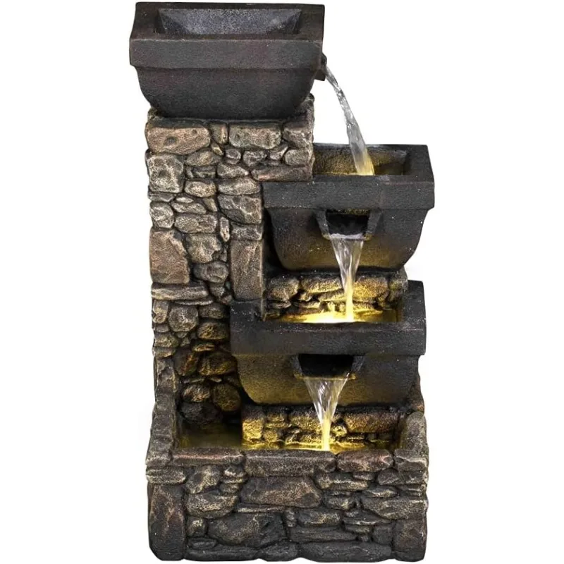 Litedeer Labyrint Water Fountain, Home Décor Soothing Sound Machine with Automatic Pump, Deep Basin and Natural River Rocks