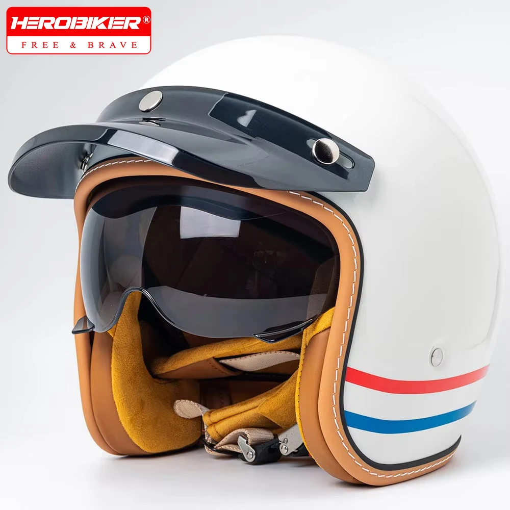 

Retro Motorcycle Half Helmet Motorcycle Helmet Winter Men's And Women's Helmet Cruise American Retro Helmet Three-quarters