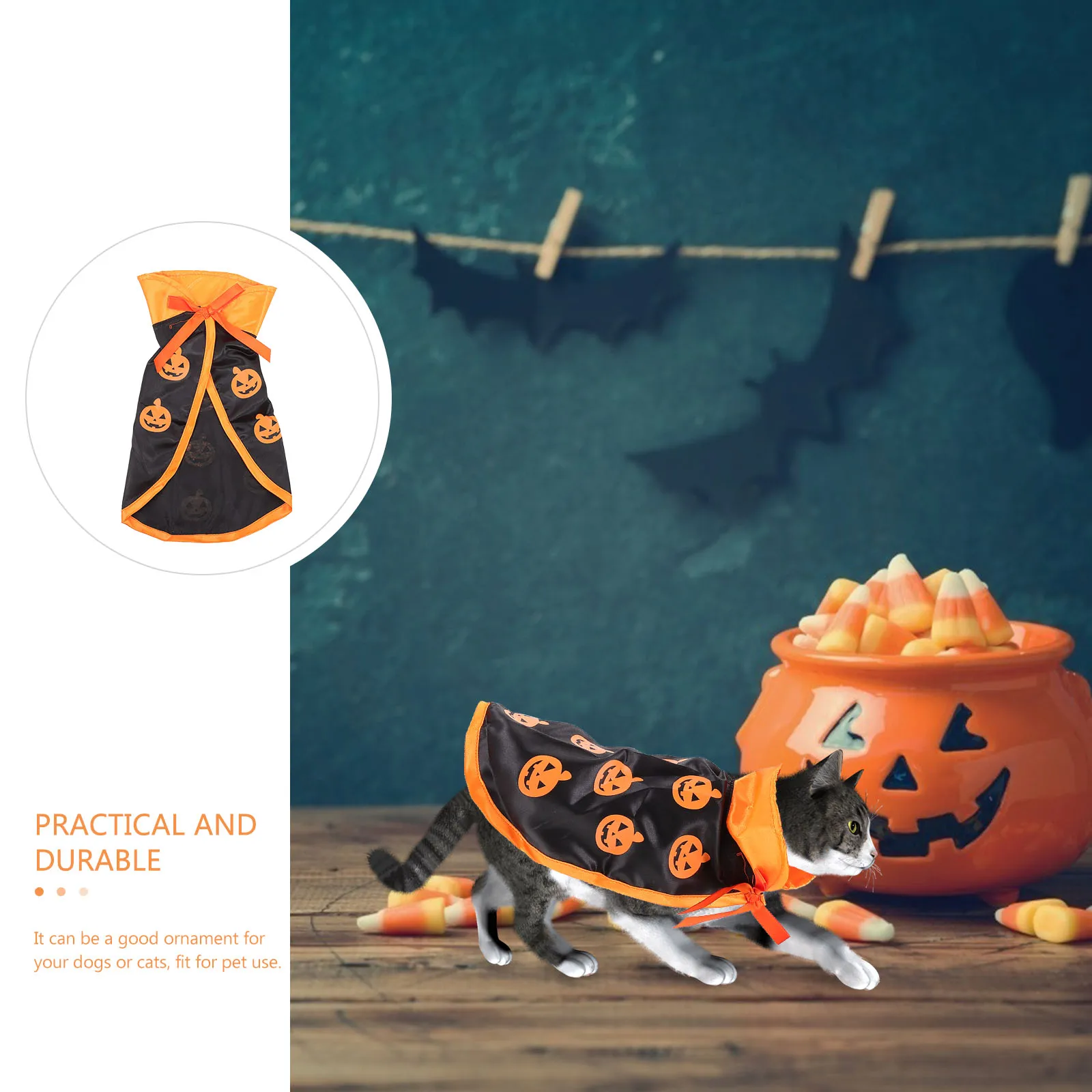 

1Pcs Halloween Pumpkin Cloak Decorative Pet Costume Cosplay for Dog Cat Party Pet Cloak Cat Cape Dog Halloween Costume Cape