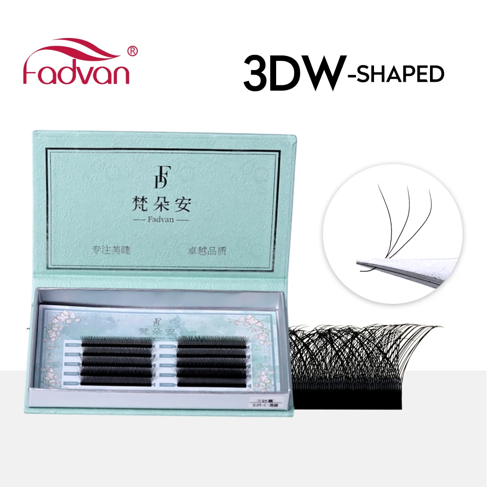 Fadvan Curl B C D DD LC 3D W Shape Eyelashes Flowering Bloom Premade Fans Eyelash Extensions Makeup 0.03/0.05 Autofan Bundles