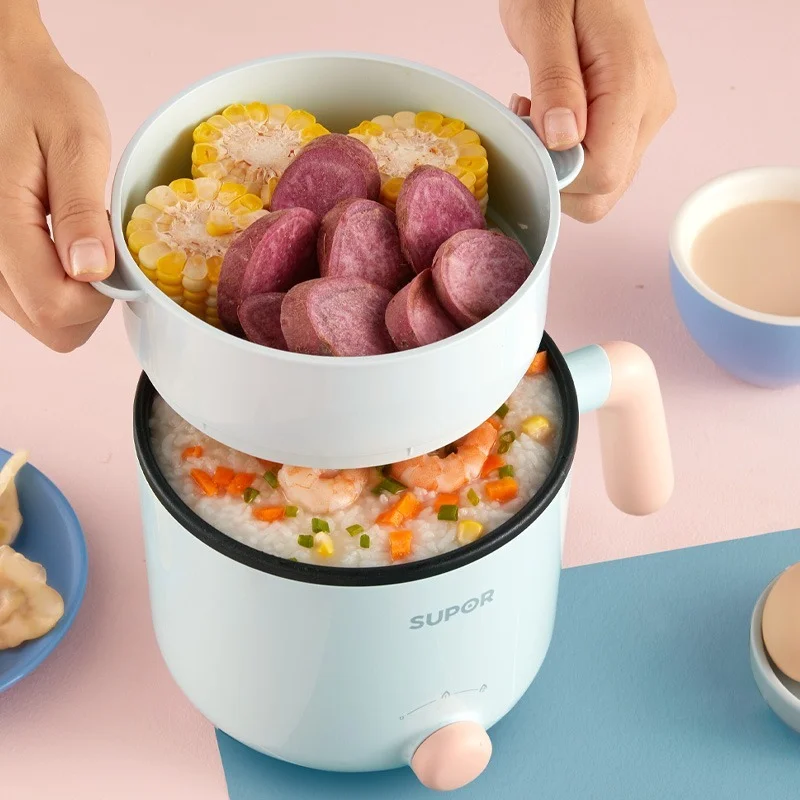 220V Mini 1.2L Penanak Nasi Listrik Antilengket Multi Penggorengan dengan Steamer Rumah Tangga Memasak Hot Pot Mini Hotpot Listrik