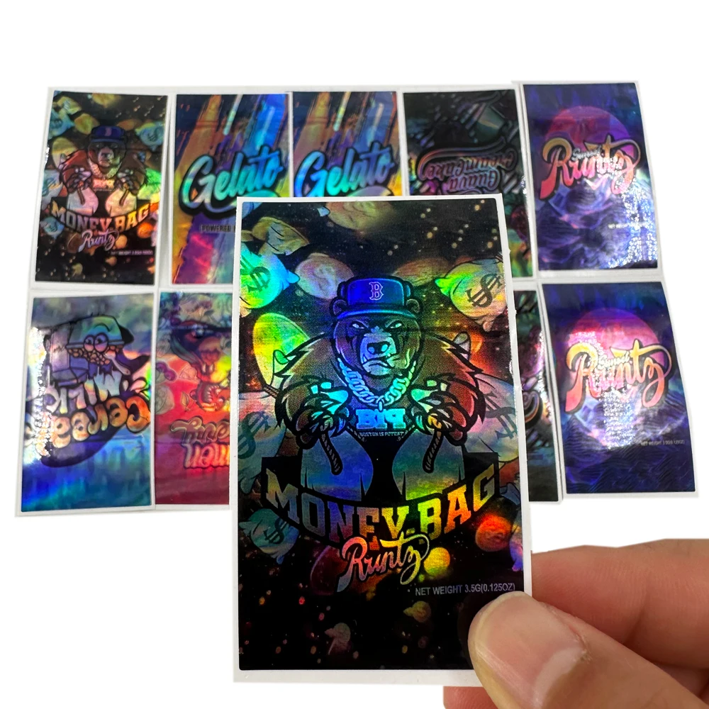 Free Shipping Wholesale Customize Printing Deco Reusable Fashion Holographic Adhesive Stickers Die Cut Waterproof Rainbow Labels