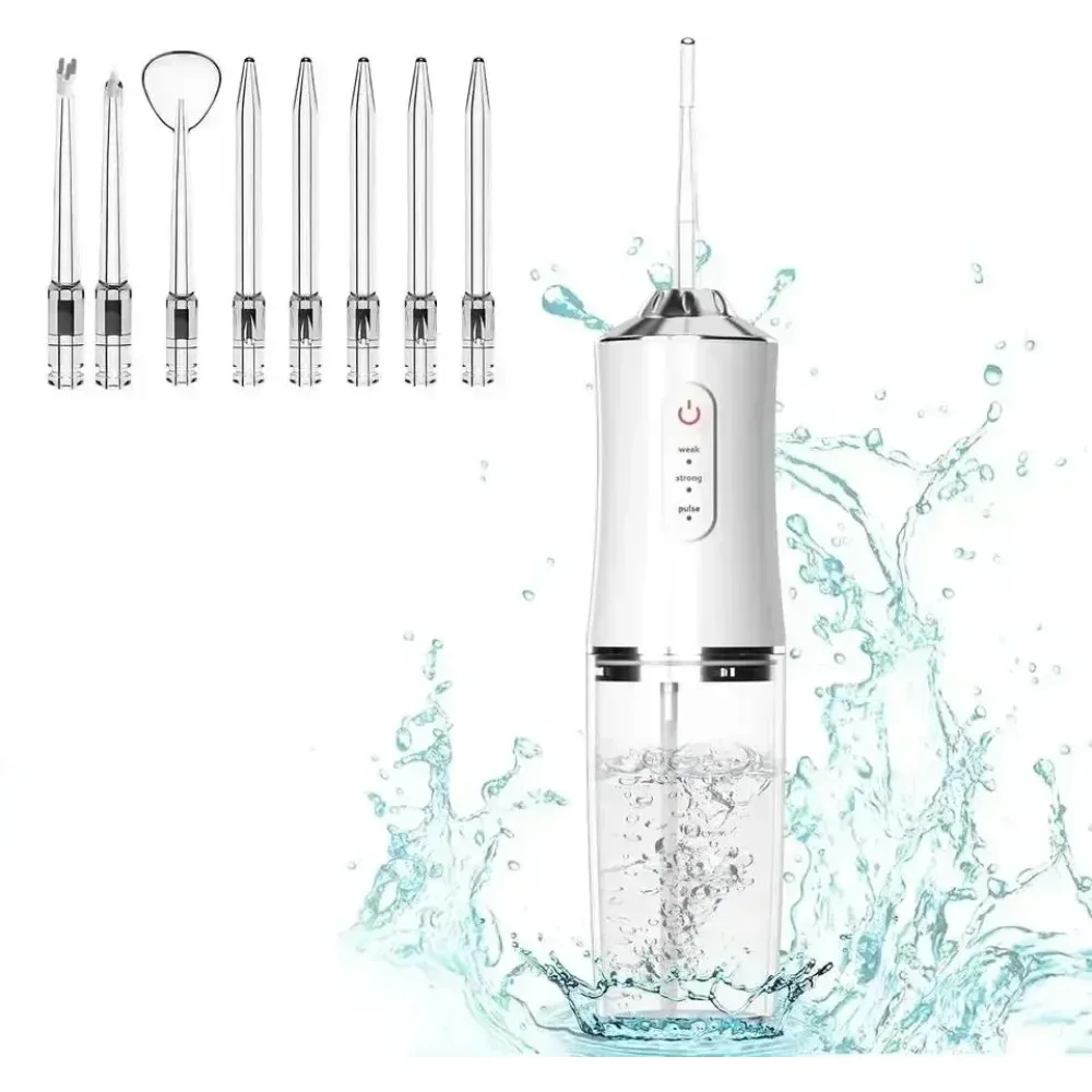 Oral Irrigator Portable Dental Water Flosser USB Rechargeable Water Jet Floss Tooth Pick Tip 220ml 3 Modes Teeth Cleaner