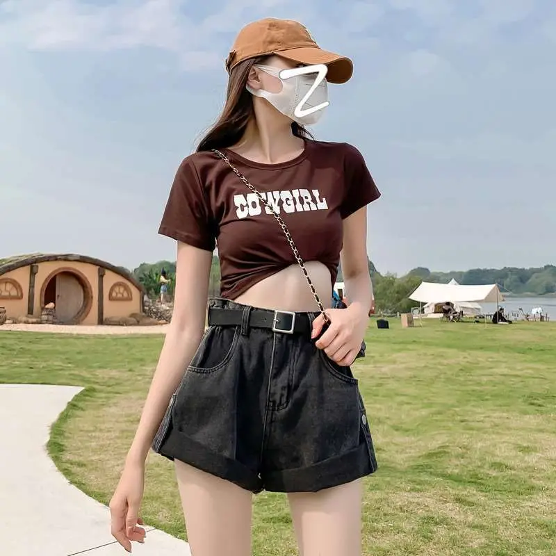 

Faionable High Waist Sweet And Hot Sle Denim orts для женщин Cleanfit из искусственной кожи Bla Color Mid Stretch Spring