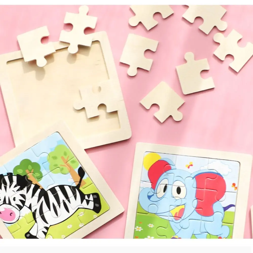 

Colorful 3D Wooden Puzzle Early Educational Wooden Jigsaw Toys Brain Teaser Toys Intelligence Kids Cartoon Animal Puzzles