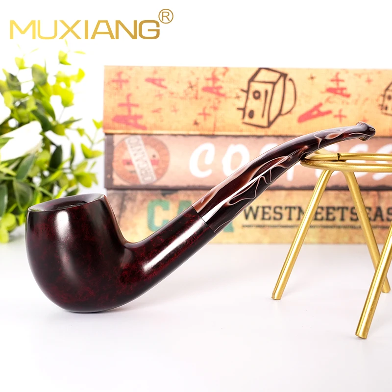 MUXIANG Large Tomato Pipe Hand-carved Briar Tobacco Pipe 9mm Pipe Channel Father's Day Gift Colored Acrylic Pipe Mouth