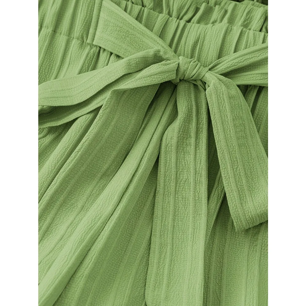 

Женские повседневные универсальные прямые брюки на шнуровке с эластичным поясом размера плюс 1XL-5XL, однотонные брюки