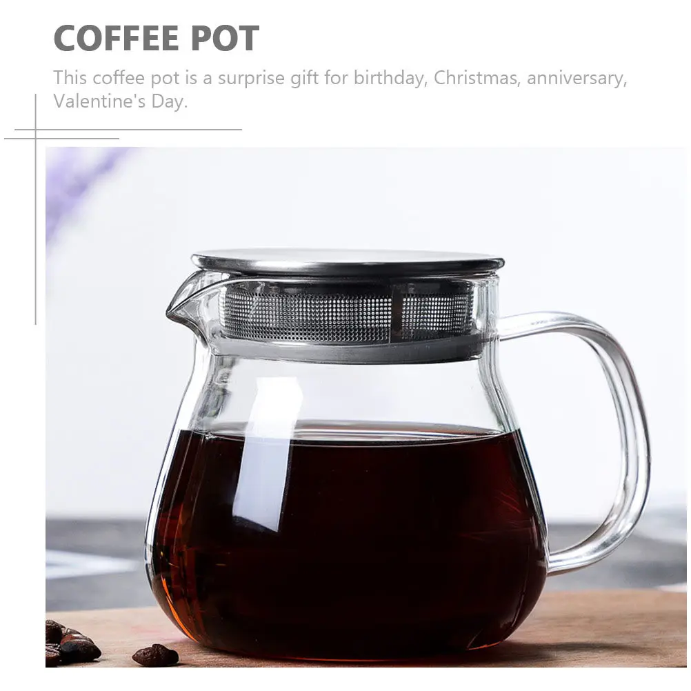 

1Pcs Delicate Coffee Pot Glass Body Stainless Steel Trim Easy Rinse V Spout Design Premium Daily Use Kettle Gift for Anniversary
