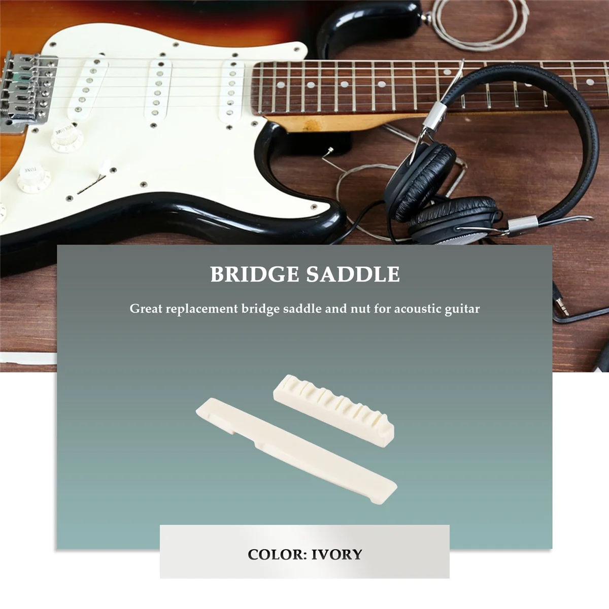 1Set Ivory Bone Bridge Saddle And Nut For 6 String Acoustic Guitar