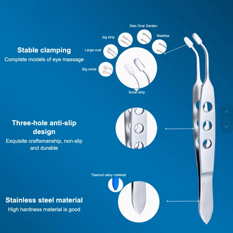 Stainless Steel Eyelid Tweezers Meibomian Gland Expression Forceps Eyelash Beauty Makeup Tool view 5