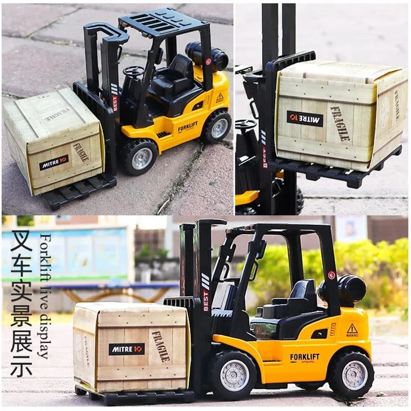 Metal Alloy Forklift Truck Alloy Engineering Pull Back Truck Toys Die-Cast Construction Toys Truck Vehicles Excavator