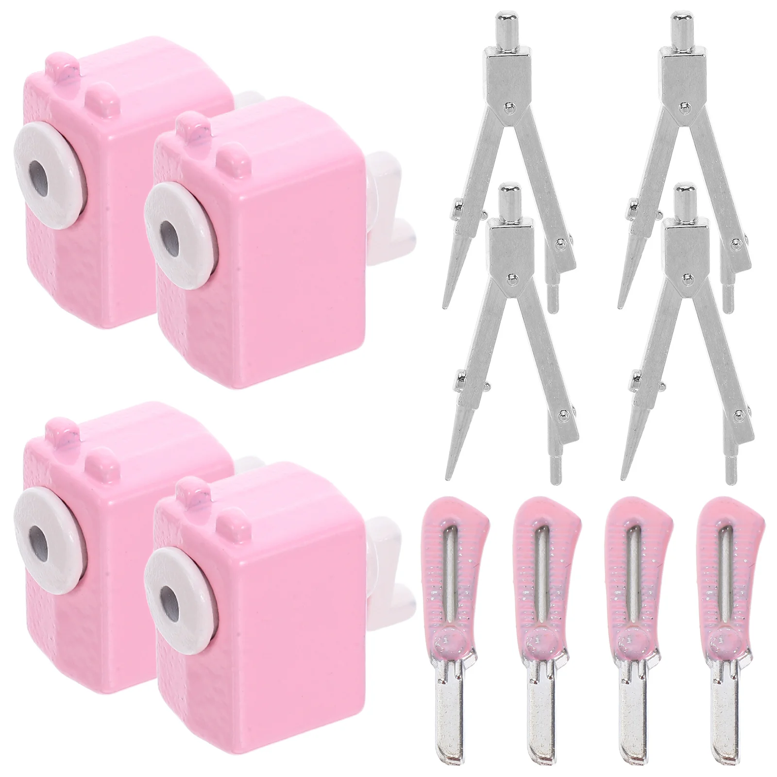 

1 комплект, миниатюрные школьные аксессуары, крошечная ретро-точилка для карандашей, мини-компас, резак, реалистичный декор для классной комнаты