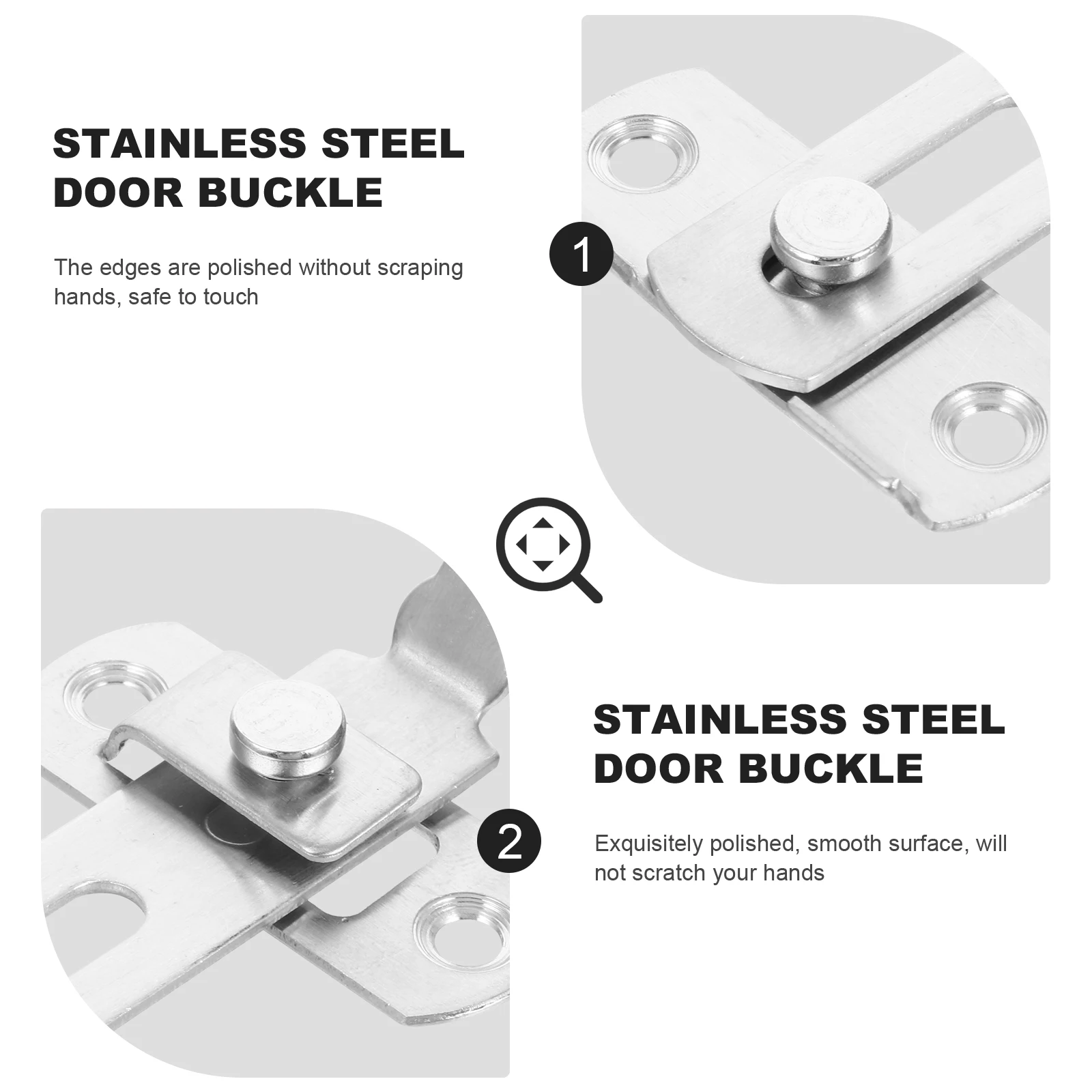 

1 pc Stainless Steel Door Latch Anti-Theft Safety Lock Household Security Rustproof Wear-Resistant Easy Install Silver Hardware