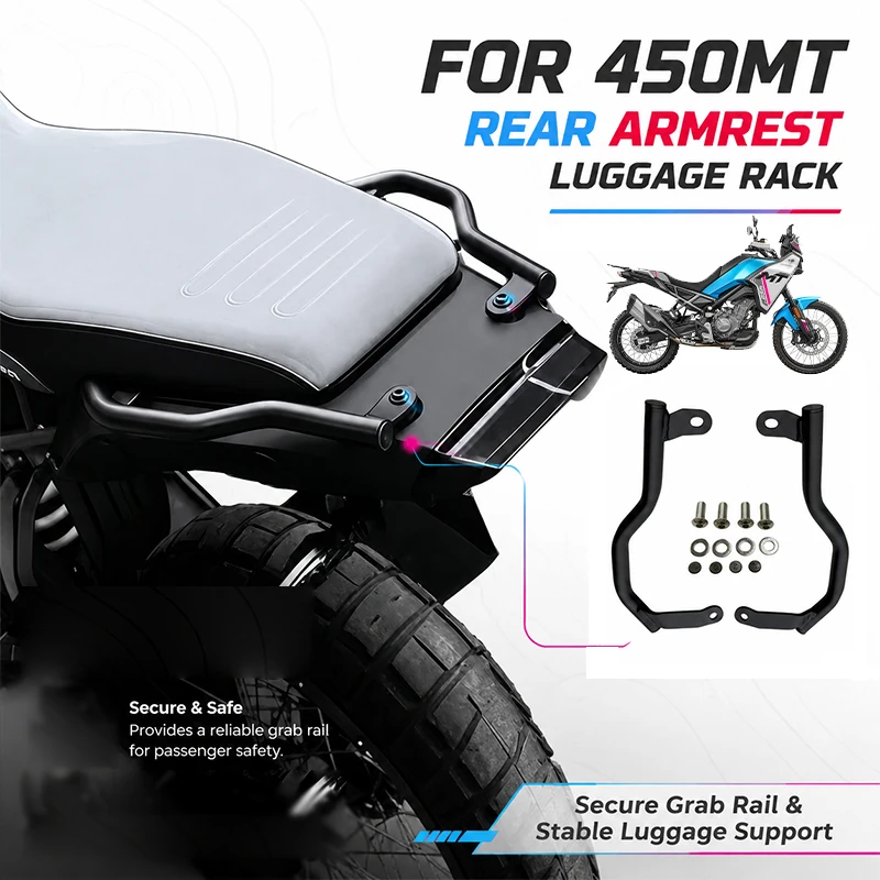 Motorcycle Rear Luggage Rack Tail Rack Passenger Grab Bar Rear Seat Handle Kit Accessories For CFMOTO 450MT MT450 2024 2025 2026