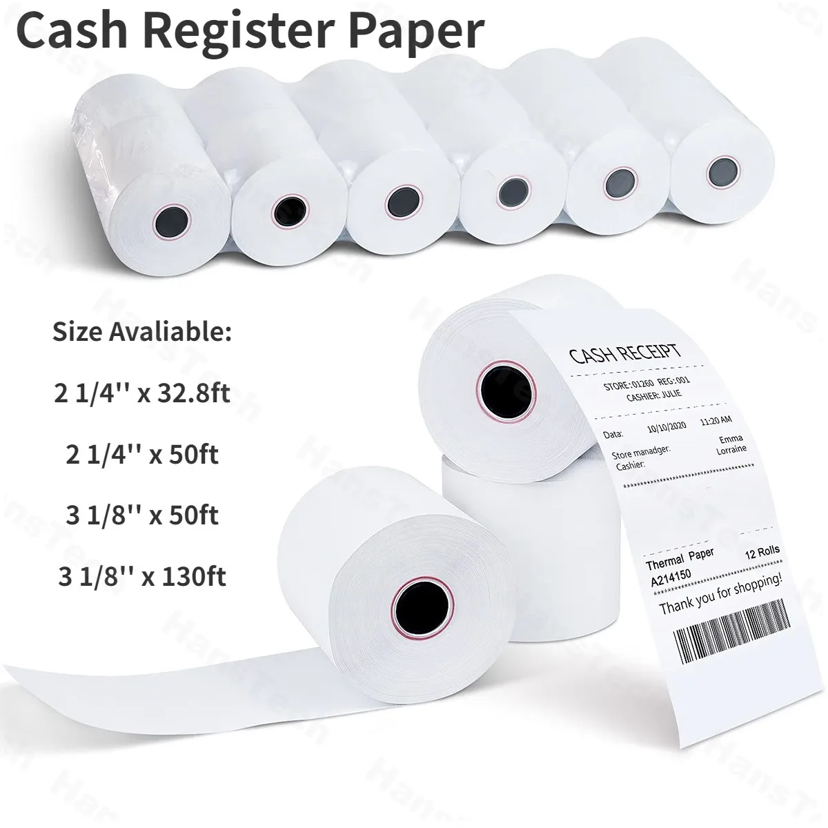 Cash Register Paper Thermal Receipt Paper for Star Micronics TSP100 TSP143 Epson 80mm Printer Square POS Register,BPA Free Rolls